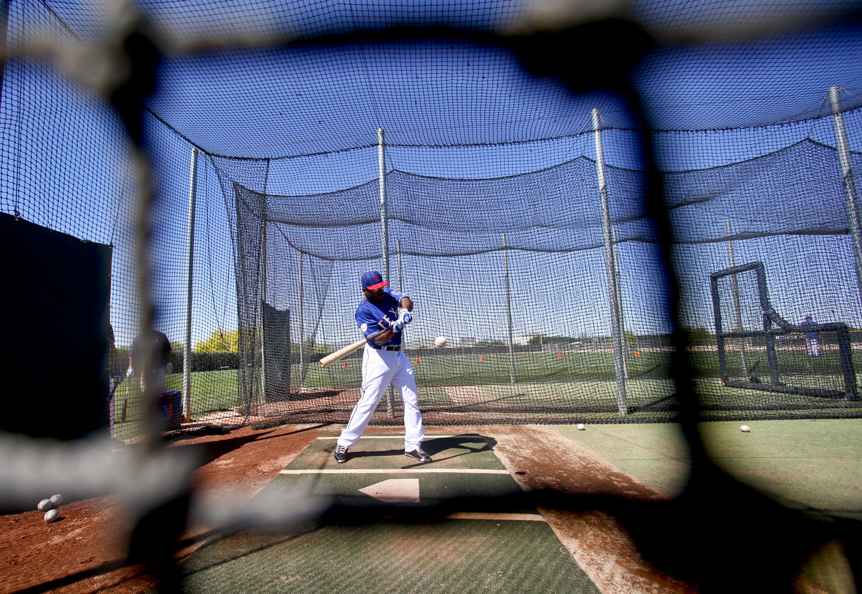 Taking batting practice